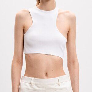 MATERIEL Women's Oval Cut Mini Top in White- Size S- New!